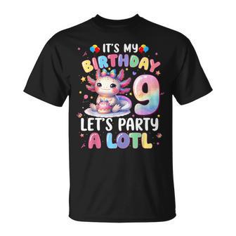 I'm 9Th Birthday Girl Cute Axolotl 9 Year Old Bday Kids T-Shirt - Thegiftio UK
