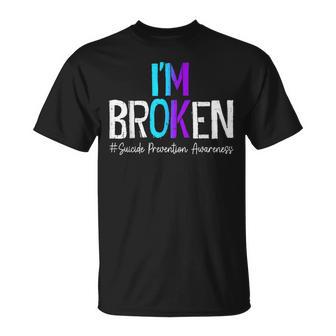 I'm Broken Teal & Purple Ribbon Suicide Prevention Awareness T-Shirt - Thegiftio UK