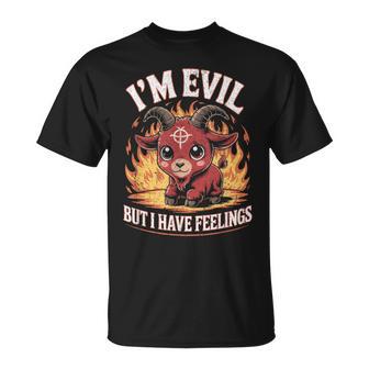 I’M Evil But I Have Feelings Cute Demon Goat T-Shirt - Thegiftio UK