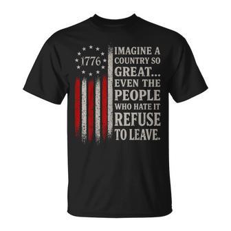 Imagine A Country So Great Patriotic Vintage Flag Quote T-Shirt | Mazezy