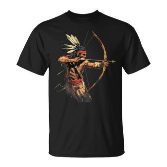 Indio Nativo Americano Jefe Flecha Arco Orgullo Nativo Americano Camiseta unisex - Regaloses