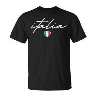 Italian Flag Italy Vintage Italia Heart Cursive Girls T-Shirt - Thegiftio UK