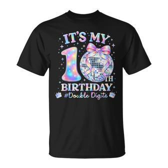 It's My 10Th Birthday Girl Double Digits Disco Bow Ball T-Shirt - Monsterry
