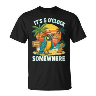 It's 5 O’Clock Somewhere Parrot Sunset Drinking T-Shirt - Thegiftio UK