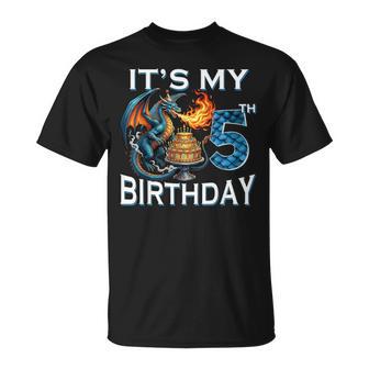 It's My 5Th Birthday Dragon Party Dragon Lover 5 Years Old T-Shirt | Mazezy