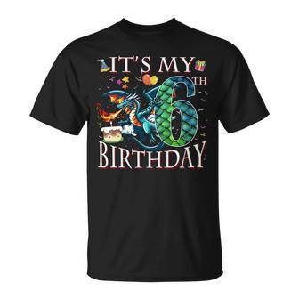 It's My 6Th Birthday Dragon Party Dragon Lover 6 Years Old T-Shirt - Thegiftio UK