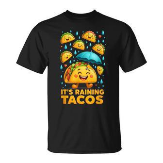It’S Raining Tacos Happy Taco Falling From A Sky With Joy T-Shirt - Thegiftio