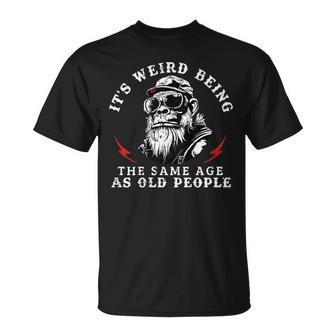 It's Weird Being The Same Age As Old People Monkey On Back T-Shirt - Monsterry