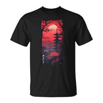 Japan Retro 80Er 90Er In Grunge Cherry Blossomaporwave T-Shirt - Seseable