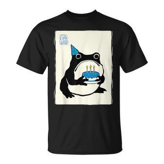 Japanese Kawaii Happy Birthday Grumpy Frog Birthday T-Shirt - Thegiftio