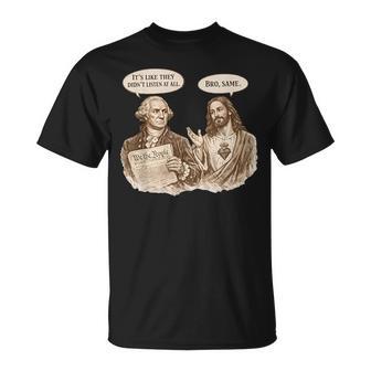 Jesus & George Washington Christian 4Th Of July American T-Shirt - Monsterry
