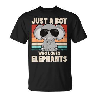 Just A Boy Who Loves Elephants Elephant Boys Kids T-Shirt - Thegiftio UK