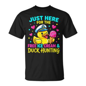 Just Here For The Free Ice Cream Cruise Duck T-Shirt - Monsterry