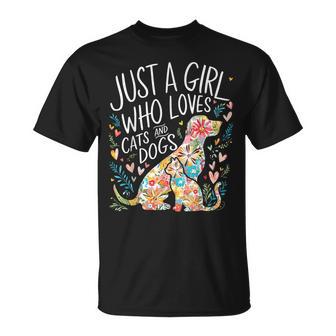 Just A Girl Who Loves Cats And Dogs T-Shirt | Mazezy