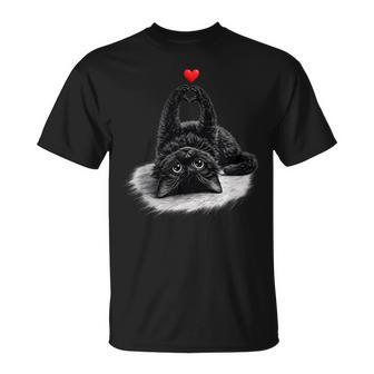 Katzen Hauskatze Herz Geschenk Katzenliebhaber T-Shirt - Seseable