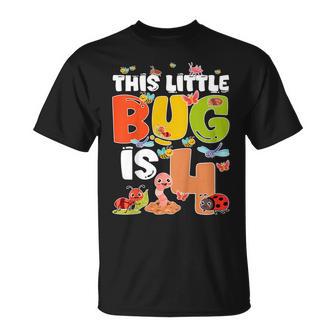Kids 4Th Bug Birthday Four Year Old Bugs Birthday Insects T-Shirt - Thegiftio UK
