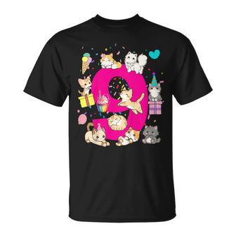Kids 9 Nine Year Old Kitten Cats Themed Birthday Outfit Girls T-Shirt - Thegiftio UK