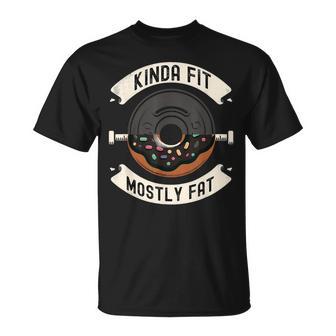 Kinda Fit Mostly Fat Fitness 面白いジムワークアウト Tシャツ - Kawaiitshirt