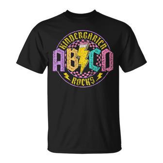 Kindergarten Rocks Abcd Back To School Rock Teacher T-Shirt - Monsterry