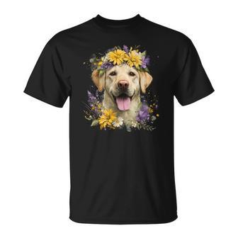 Labrador Mamma Amante Dei Cani Festa Della Mamma Fiore Retrò Maglietta - Novitaregali