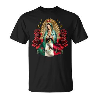 Our Lady Of Guadalupe In Roses Flowers Catholic T-Shirt - Thegiftio UK
