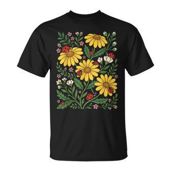 Ladybug Flower Cottagecore Cute Ladybug T-Shirt - Thegiftio UK