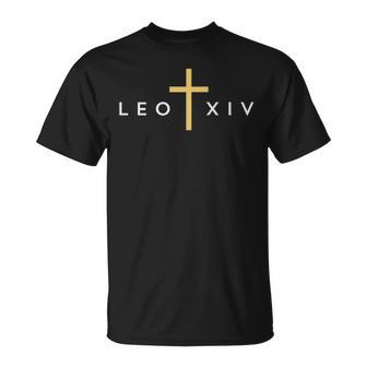 Leo Xiv Pope Cross Thin Christian Faith Jesus Minimal T-Shirt | Mazezy