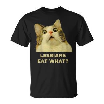 Lesbians Eat What Cat Lgbt Pride For Women T-Shirt - Thegiftio UK