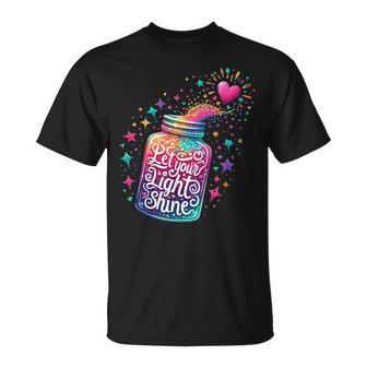 Let Your Light Shine Colorful Stars Heart T-Shirt - Thegiftio