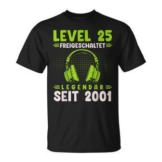 Level 25 Geburtstag Junge Gamer Mann Deko Jahrgang 2001 T-Shirt - Seseable