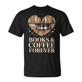 Libri E Caffè Perempre Amanti Della Biblioteca Del Cuore Maglietta - Novitaregali