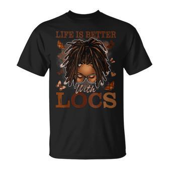 Life Better With Locs Black History Loc'd Melanin Afro Girls T-Shirt - Monsterry