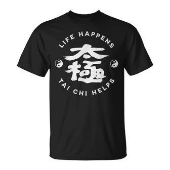 Life Happens Tai Chi Aide La Calligraphie Chinoise Ying & Yang T-Shirt - Cadeauxyz