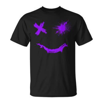 Lila Grafik Party Gesicht Rauertilmile Gesicht Lila T-Shirt - Seseable