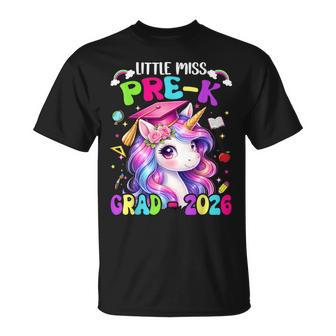 Little Miss Pre-K Grad 2026 Graduate Unicorn Kids Girl Prek T-Shirt - Thegiftio UK