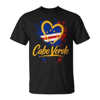 I Love Cabo Verde Vacation Travel Golden Heart Flag Tourist T-Shirt - Monsterry