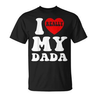 I Love Heart My Dada Fathers Day For Kids T-Shirt - Monsterry