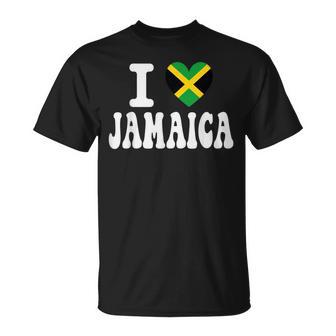I Love Jamaica Herz-Flagge Retro Reise-Souvenir T-Shirt - Seseable
