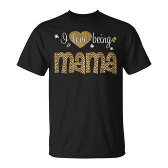 I Love Being Mama Leopard Plaid For Mom T-Shirt | Mazezy