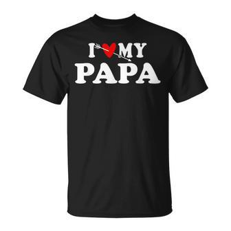 I Love My Papa With Heart Father’S Day Wear For Son Daughter T-Shirt - Monsterry