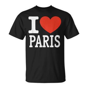 I Love Paris City Heart Graphic Souvenir Travel T-Shirt - Thegiftio UK