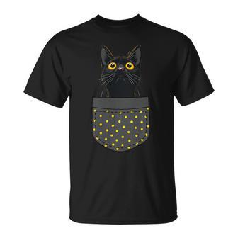 Lustigechwarze Katze In Der Tasche Für Katzen Mama Und Katzenpapa T-Shirt - Seseable