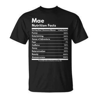 Mae Información Nutricional Regalo Divertido Nombre Personalizado Mae Camiseta unisex - Regaloses