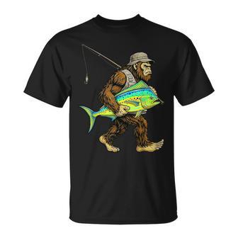 Mahi-Mahi Bigfoot Fisherman Saltwater Fishing Sasquatch T-Shirt - Thegiftio UK
