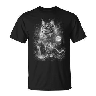 Maine Coon Cat Howling At The Moon T-Shirt - Thegiftio UK