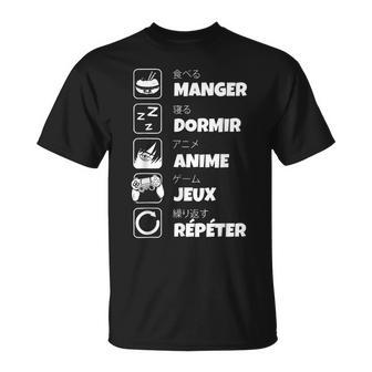 Manger Dormir Anime Jeux Répéter Kawaii Otaku Anime Manga T-Shirt - Cadeauxyz