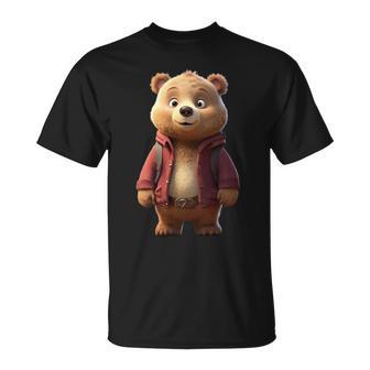 A Maniche Lunghe Con Orecchie Piccole Carnivoro Orso Marrone Maglia A Manica Maglietta - Novitaregali