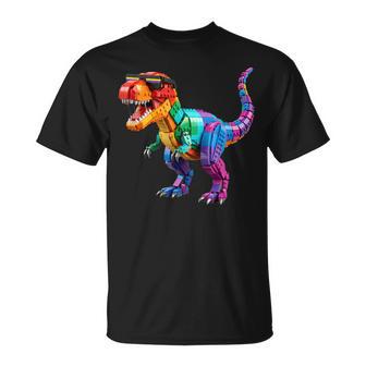 Master Builder Boys Kids Building Bricks Toys Dinosaur T-Rex T-Shirt | Seseable UK