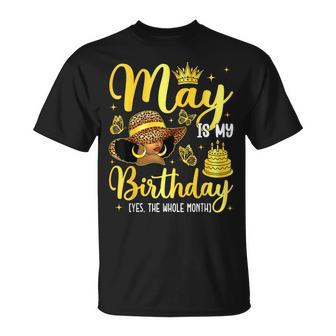 May Black Girl It's My Birthday Afro Woman Bday Month T-Shirt | Mazezy