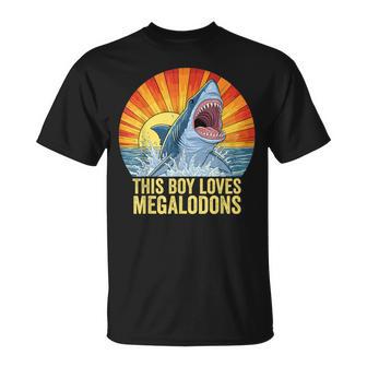 Megalodon Boys Kids Megalodon This Boy Loves Megalodons T-Shirt - Thegiftio UK